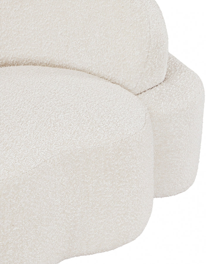 Principessa 90" Boucle Fabric Upholstered Sofa in Cream - 108Cream-S