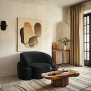 Principessa Boucle Fabric Upholstered Chair in Black - 108Black-C