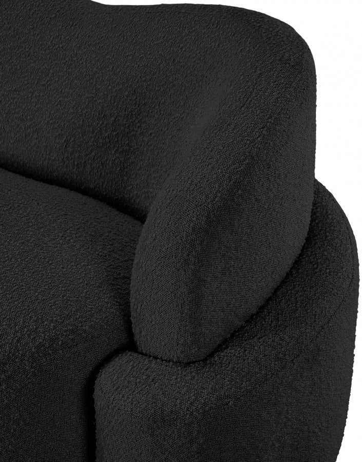 Principessa Boucle Fabric Upholstered Chair in Black - 108Black-C