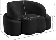 Principessa Boucle Fabric Upholstered Chair in Black - 108Black-C