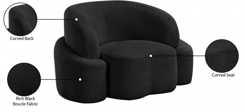 Principessa Boucle Fabric Upholstered Chair in Black - 108Black-C