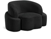 Principessa Boucle Fabric Upholstered Chair in Black - 108Black-C