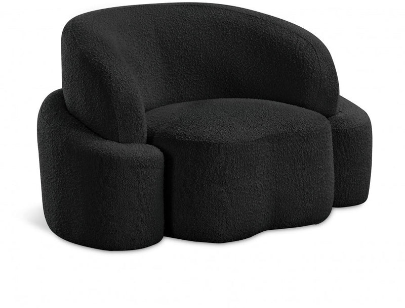 Principessa Boucle Fabric Upholstered Chair in Black - 108Black-C