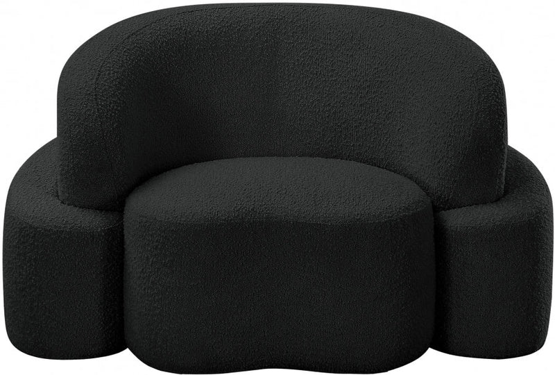 Principessa Boucle Fabric Upholstered Chair in Black - 108Black-C