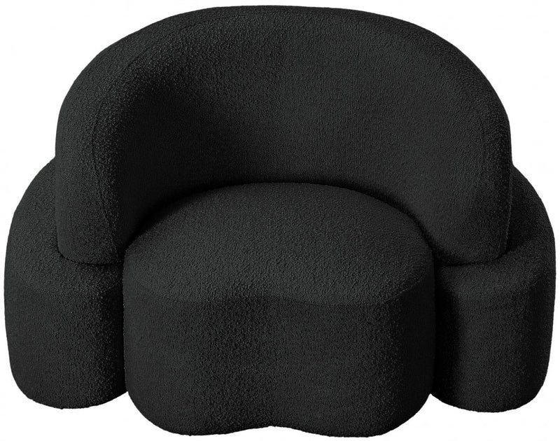 Principessa Boucle Fabric Upholstered Chair in Black - 108Black-C