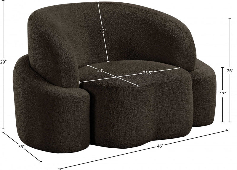Principessa Boucle Fabric Upholstered Chair in Brown - 108Brown-C