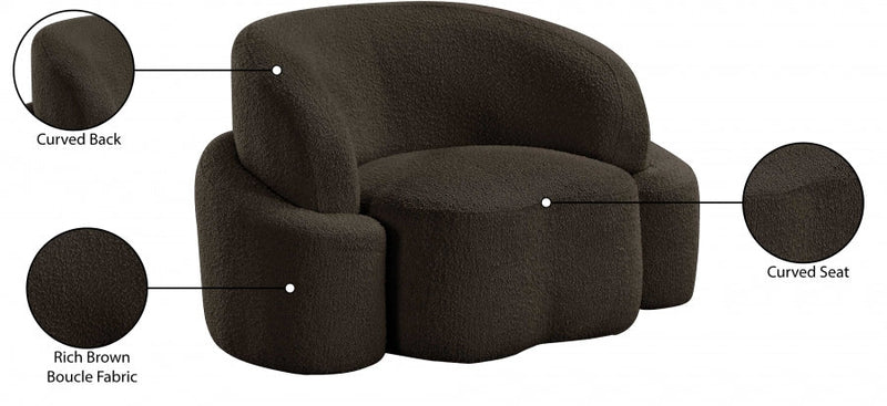 Principessa Boucle Fabric Upholstered Chair in Brown - 108Brown-C