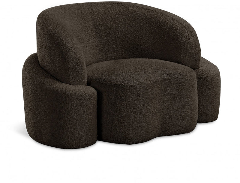 Principessa Boucle Fabric Upholstered Chair in Brown - 108Brown-C