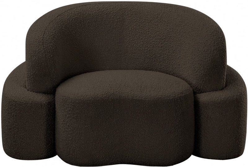 Principessa Boucle Fabric Upholstered Chair in Brown - 108Brown-C