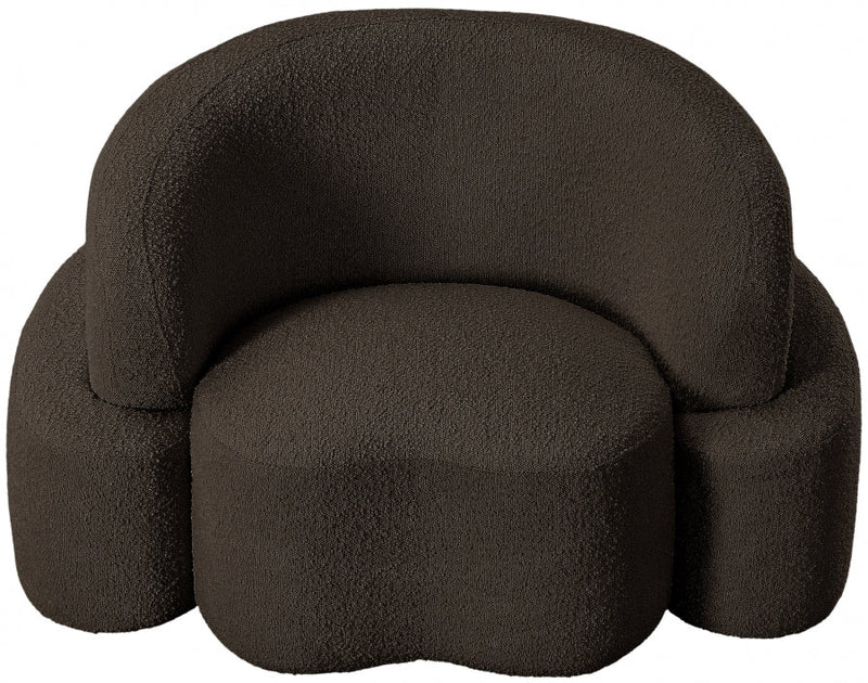 Principessa Boucle Fabric Upholstered Chair in Brown - 108Brown-C