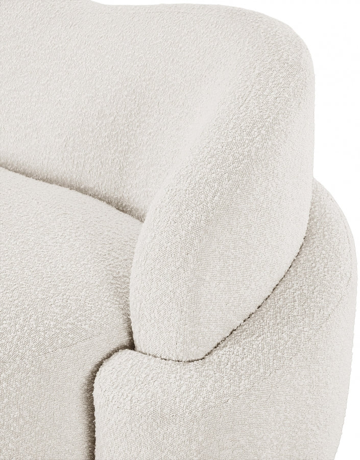 Principessa Boucle Fabric Upholstered Chair in Cream - 108Cream-C
