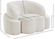 Principessa Boucle Fabric Upholstered Chair in Cream - 108Cream-C