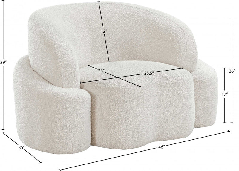 Principessa Boucle Fabric Upholstered Chair in Cream - 108Cream-C