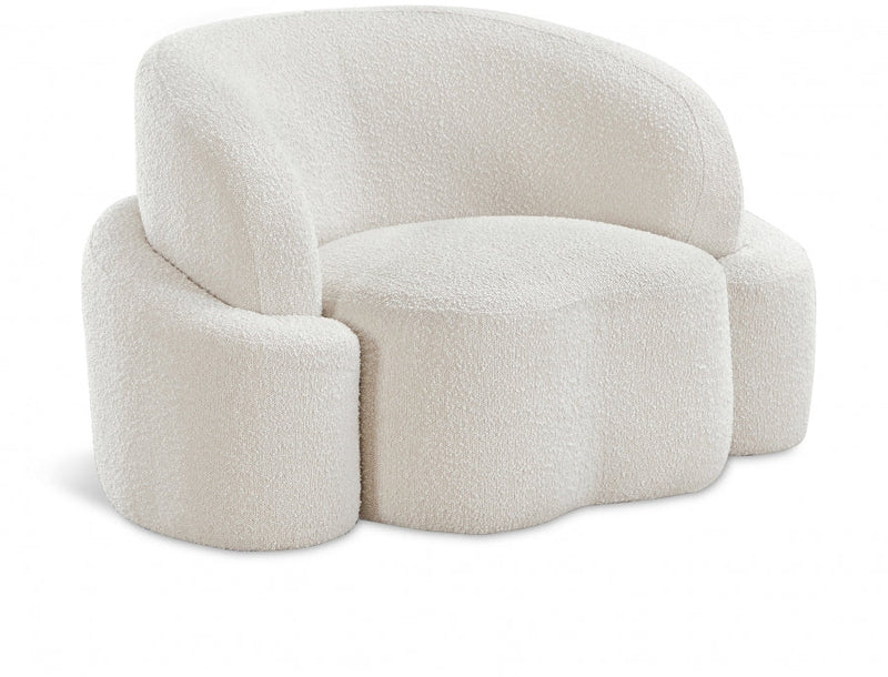 Principessa Boucle Fabric Upholstered Chair in Cream - 108Cream-C