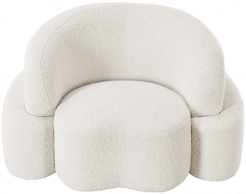 Principessa Boucle Fabric Upholstered Chair in Cream - 108Cream-C