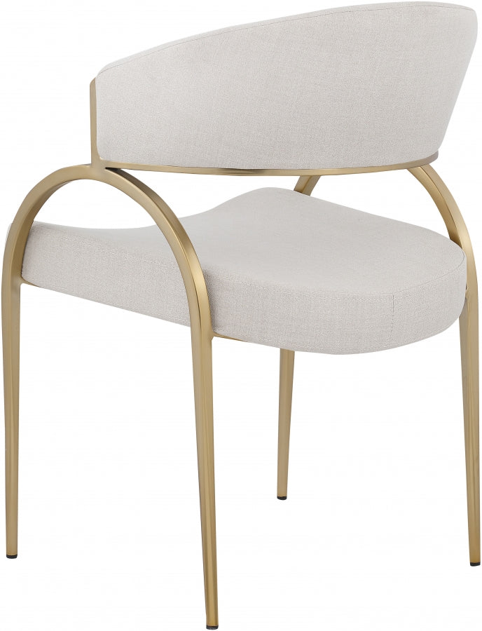Privet Linen Textured Fabric Upholstered Dining Chair in Beige, Set of 2 - 930Beige-C