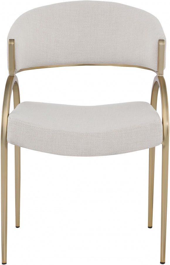 Privet Linen Textured Fabric Upholstered Dining Chair in Beige, Set of 2 - 930Beige-C