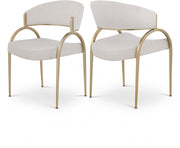 Privet Linen Textured Fabric Upholstered Dining Chair in Beige, Set of 2 - 930Beige-C