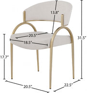 Privet Linen Textured Fabric Upholstered Dining Chair in Beige, Set of 2 - 930Beige-C