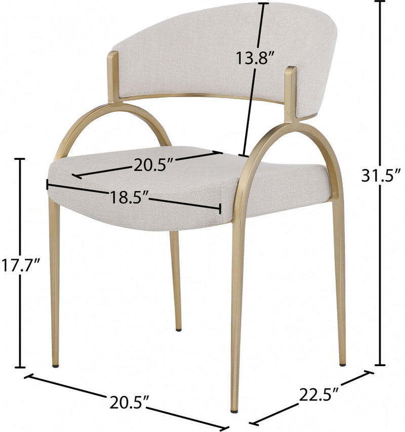 Privet Linen Textured Fabric Upholstered Dining Chair in Beige, Set of 2 - 930Beige-C