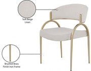 Privet Linen Textured Fabric Upholstered Dining Chair in Beige, Set of 2 - 930Beige-C