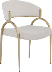 Privet Linen Textured Fabric Upholstered Dining Chair in Beige, Set of 2 - 930Beige-C