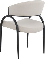 Privet Linen Textured Fabric Upholstered Dining Chair in Beige, Set of 2 - 931Beige-C