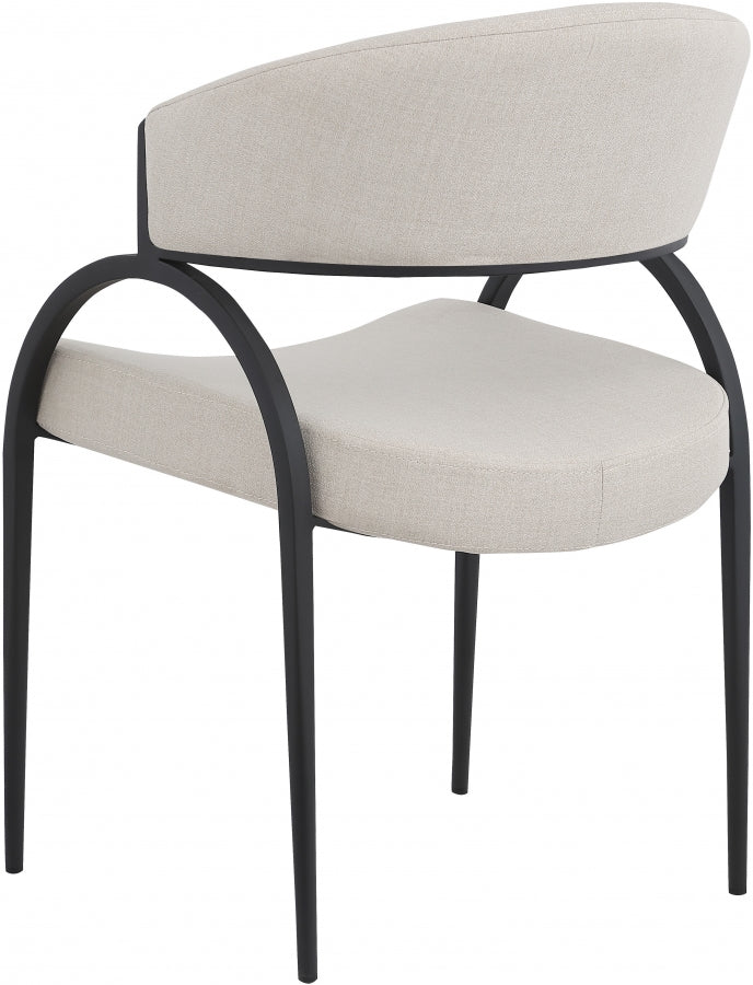 Privet Linen Textured Fabric Upholstered Dining Chair in Beige, Set of 2 - 931Beige-C