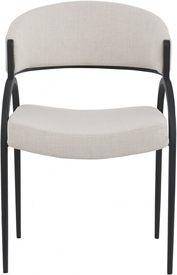 Privet Linen Textured Fabric Upholstered Dining Chair in Beige, Set of 2 - 931Beige-C