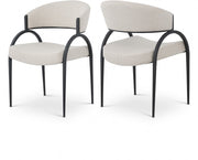 Privet Linen Textured Fabric Upholstered Dining Chair in Beige, Set of 2 - 931Beige-C