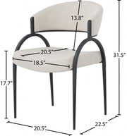 Privet Linen Textured Fabric Upholstered Dining Chair in Beige, Set of 2 - 931Beige-C
