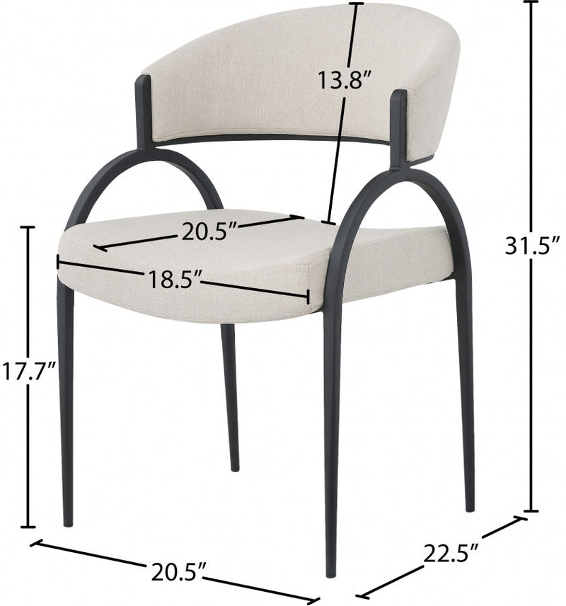 Privet Linen Textured Fabric Upholstered Dining Chair in Beige, Set of 2 - 931Beige-C