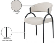 Privet Linen Textured Fabric Upholstered Dining Chair in Beige, Set of 2 - 931Beige-C