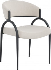 Privet Linen Textured Fabric Upholstered Dining Chair in Beige, Set of 2 - 931Beige-C