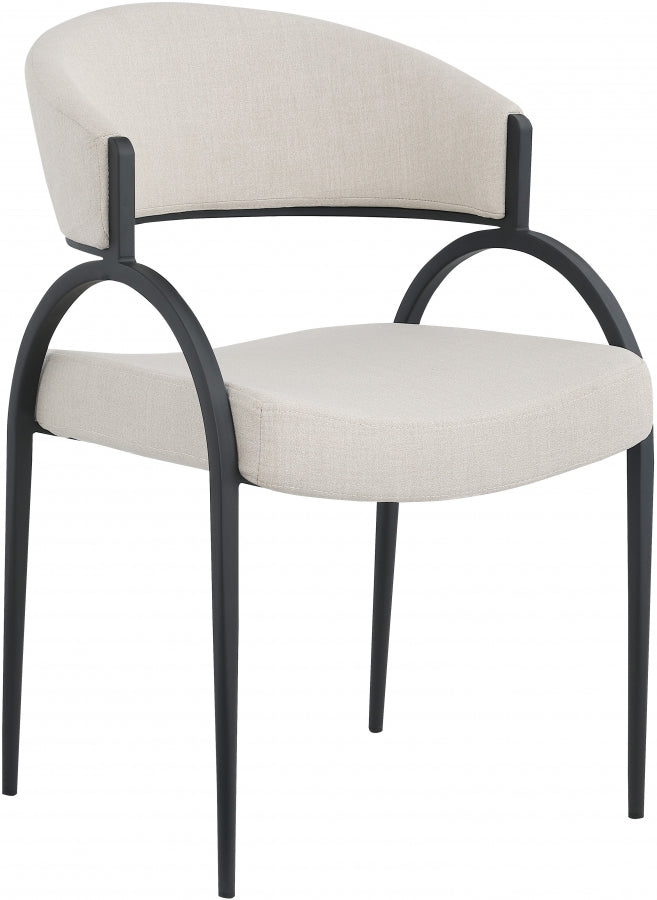 Privet Linen Textured Fabric Upholstered Dining Chair in Beige, Set of 2 - 931Beige-C