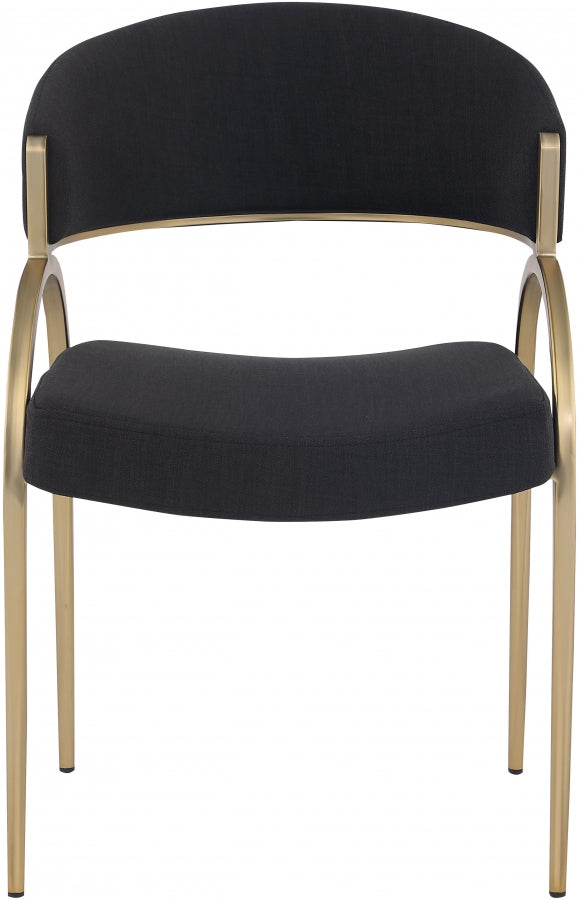 Privet Linen Textured Fabric Upholstered Dining Chair in Black, Set of 2 - 930Black-C