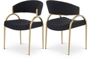 Privet Linen Textured Fabric Upholstered Dining Chair in Black, Set of 2 - 930Black-C