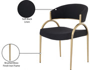 Privet Linen Textured Fabric Upholstered Dining Chair in Black, Set of 2 - 930Black-C