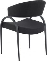 Privet Linen Textured Fabric Upholstered Dining Chair in Black, Set of 2 - 931Black-C