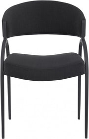 Privet Linen Textured Fabric Upholstered Dining Chair in Black, Set of 2 - 931Black-C