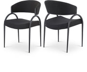 Privet Linen Textured Fabric Upholstered Dining Chair in Black, Set of 2 - 931Black-C