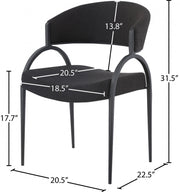 Privet Linen Textured Fabric Upholstered Dining Chair in Black, Set of 2 - 931Black-C