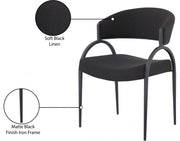 Privet Linen Textured Fabric Upholstered Dining Chair in Black, Set of 2 - 931Black-C