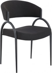 Privet Linen Textured Fabric Upholstered Dining Chair in Black, Set of 2 - 931Black-C