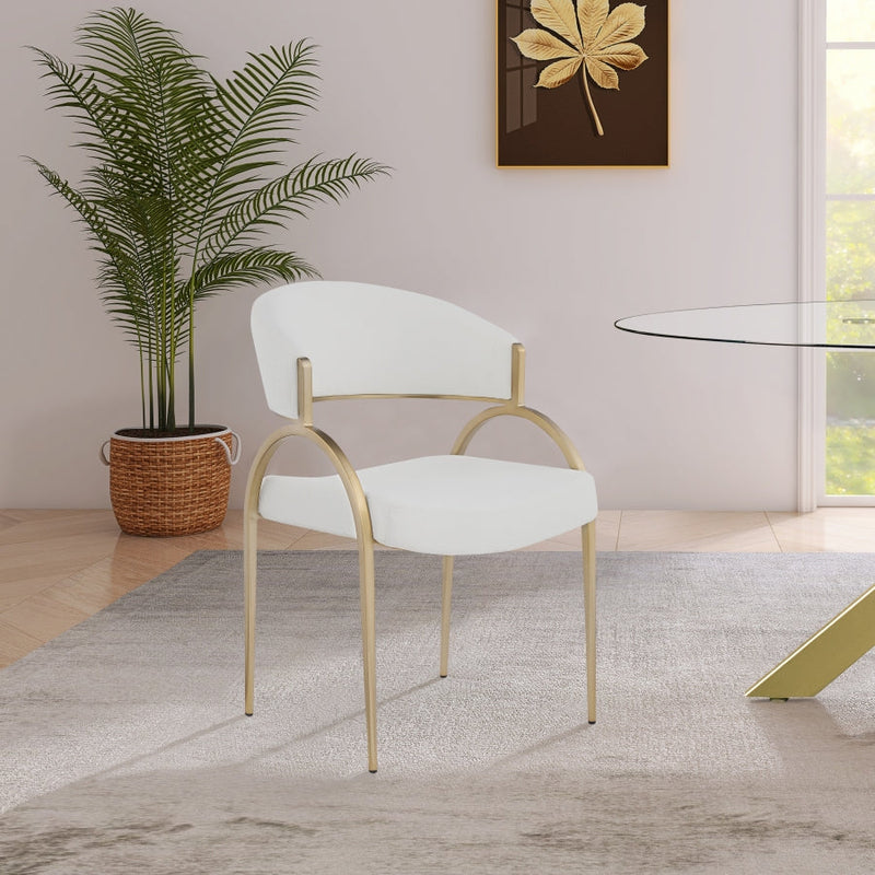 Privet Linen Textured Fabric Upholstered Dining Chair in Cream, Set of 2 - 930Cream-C