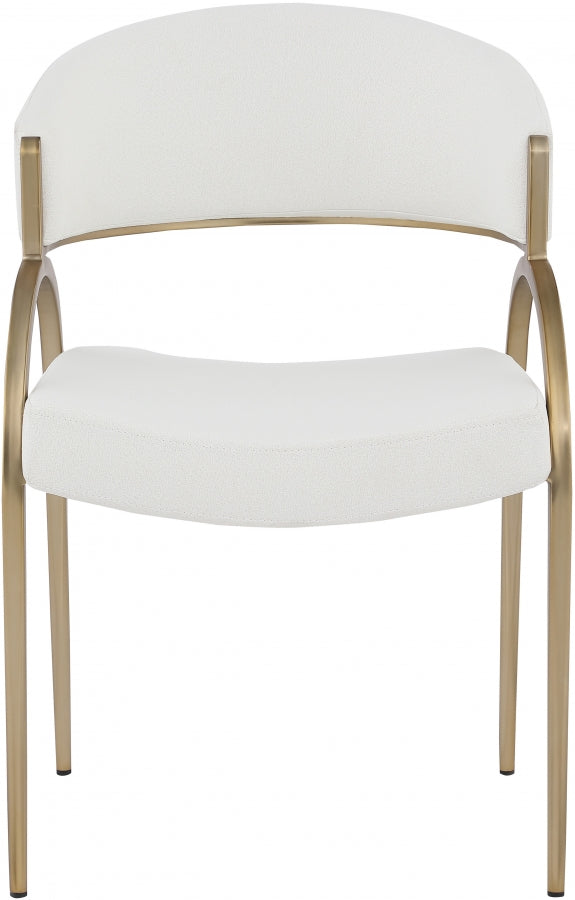 Privet Linen Textured Fabric Upholstered Dining Chair in Cream, Set of 2 - 930Cream-C