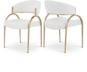 Privet Linen Textured Fabric Upholstered Dining Chair in Cream, Set of 2 - 930Cream-C