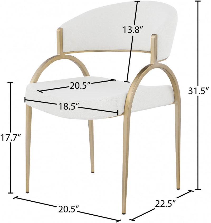 Privet Linen Textured Fabric Upholstered Dining Chair in Cream, Set of 2 - 930Cream-C