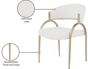 Privet Linen Textured Fabric Upholstered Dining Chair in Cream, Set of 2 - 930Cream-C