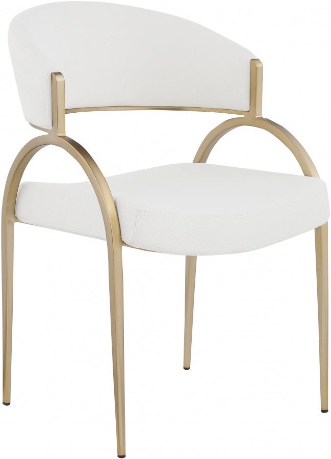 Privet Linen Textured Fabric Upholstered Dining Chair in Cream, Set of 2 - 930Cream-C
